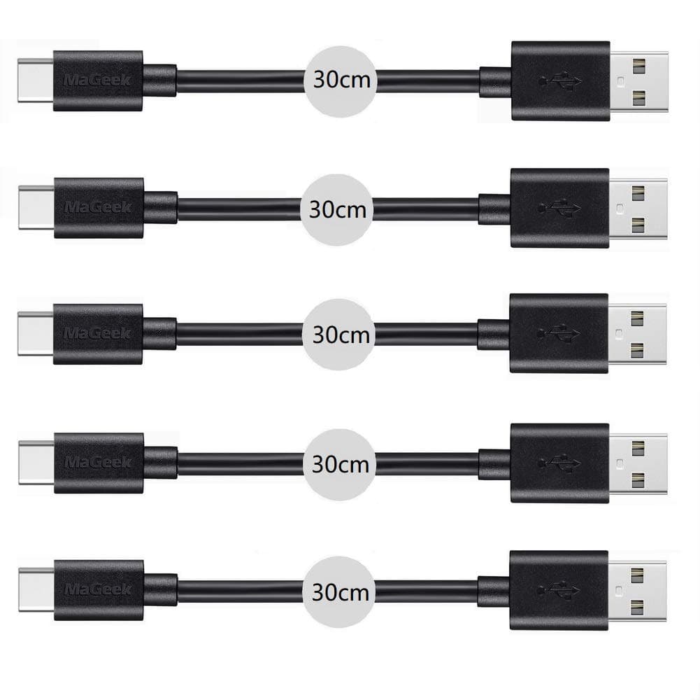 【送料無料】【5本セット】MaGeek ショートUSB Type-C ケーブル USB-A & USB-C 2.0 ケーブル 高速同期と充電 ケーブル Xperia XZ/Samsung Galaxy S10 S9 S8/ Note 8 / Huawei P10 / ChromeBook Pixel/Nokia N1 Tablet/Nintendo Switch 対応 (0.3m, 黒) thumbnail 2