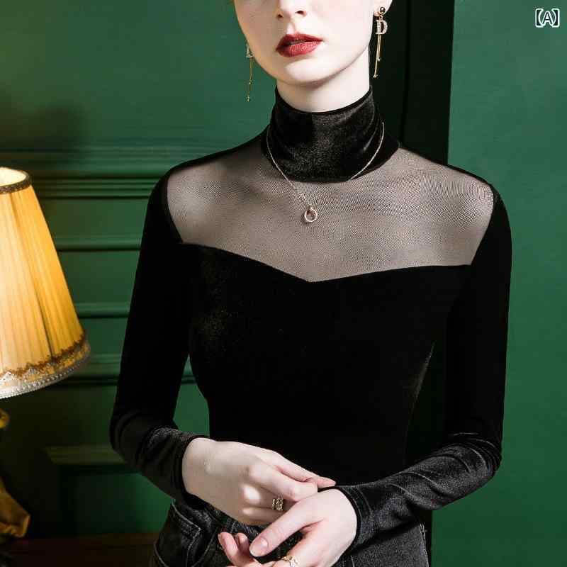 トップス シャツ 社交ダンス レディース ハイネック ベルベット 女性 長袖 モダン ダンス ボト 標準 ラテン ダンス 練習 服 冬