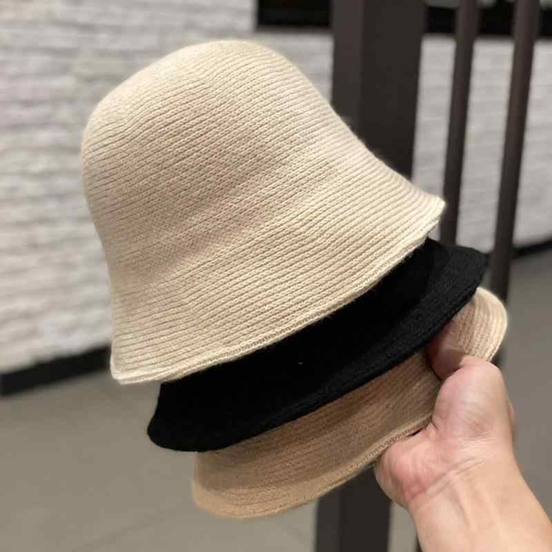 帽子 レディース ストライプ ニット フィッシャーマンハット 秋冬 韓国 カジュアル バケットハット