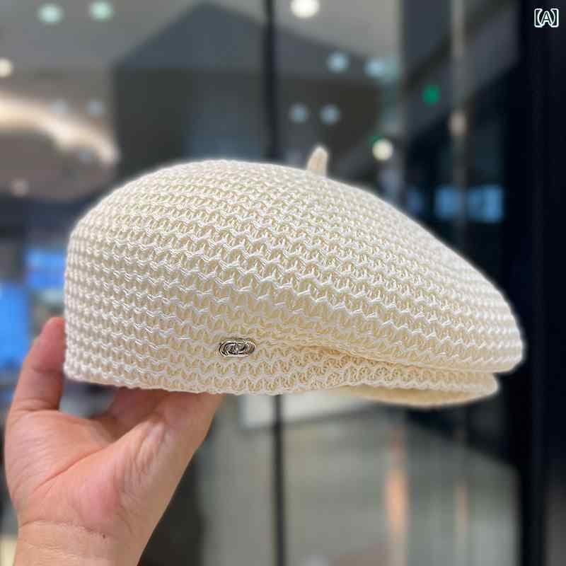 レディース 夏 ベレー 帽 人 形 プリーツ 顔 見せる 春 ミルク 通気性 ペインター ハット