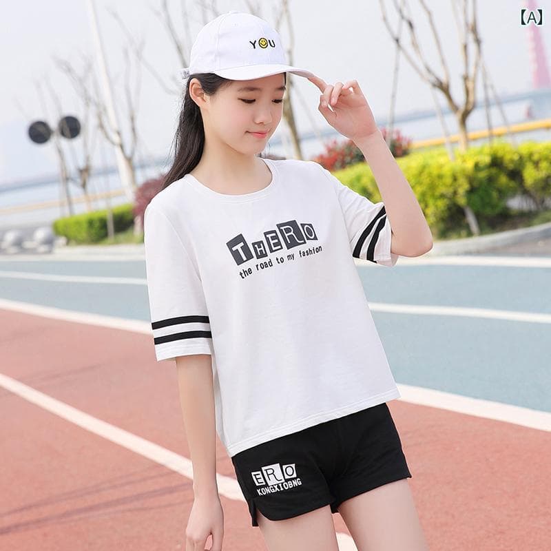 女の子 セットアップ 2点セット パンツ Tシャツ かわいい スポーティー カジュアル リラックスウェア 夏 おしゃれ 中学 高校 学生