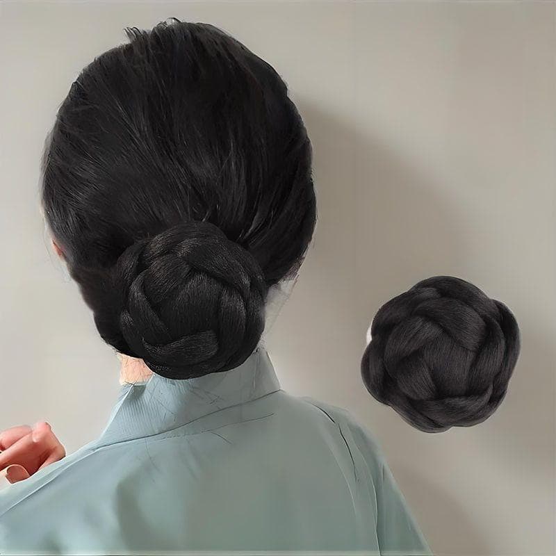 ウィッグ レディース 新中国風 サイド巻き お団子シニヨン 自然な毛質 耐熱ファイバー エスニック風 簡単装着 肌色 顔型対応 黒 ダークブラウン ライトブラウン