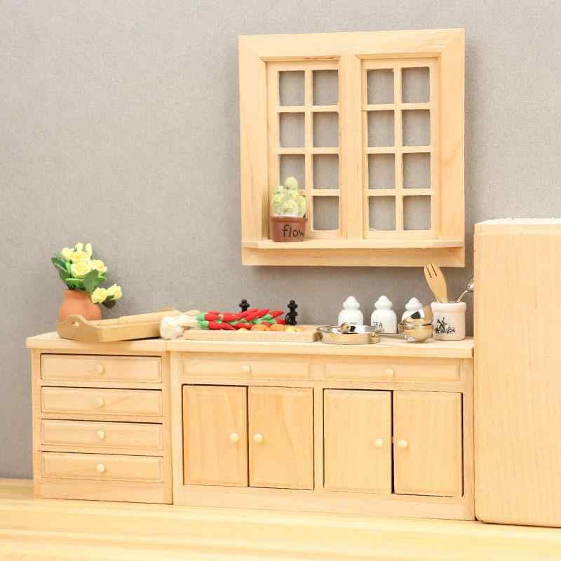 ドールハウス 12分の1スケール ミニチュア家具 木製 バーチ材 レトロ アンティーク 欧風 キャビネット シンク 引き出し収納 チェスト 置き物 ジオラマ