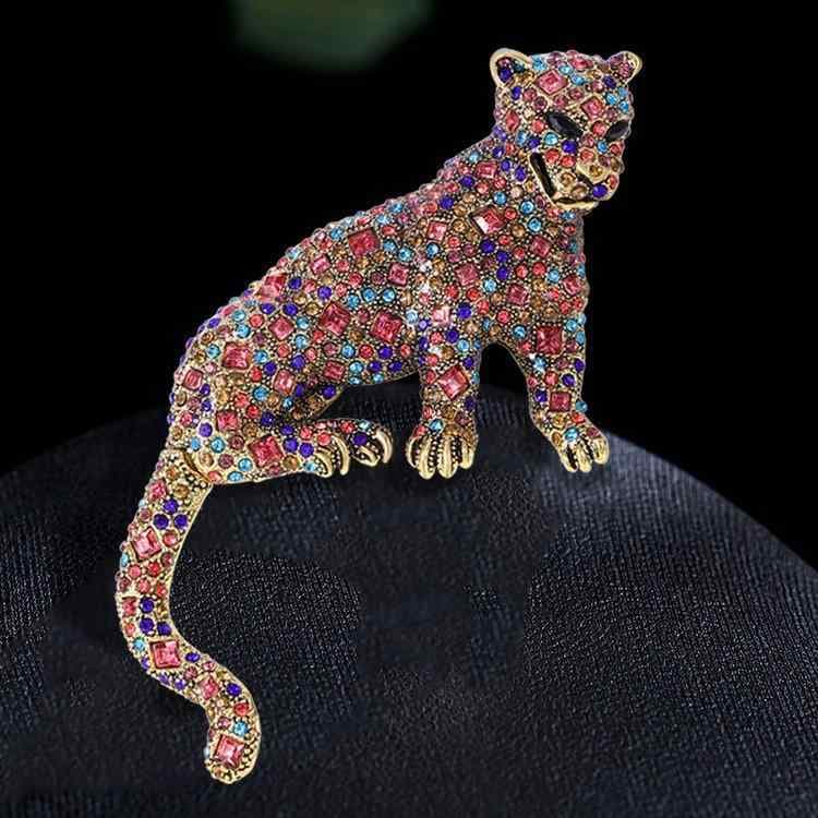 ブローチ 男女兼用 ビッグサイズ レオパード ヒョウ アニマルモチーフ フルジルコニア 精巧な作り 欧米風 レトロ ヴィンテージ ファッション アクセサリー