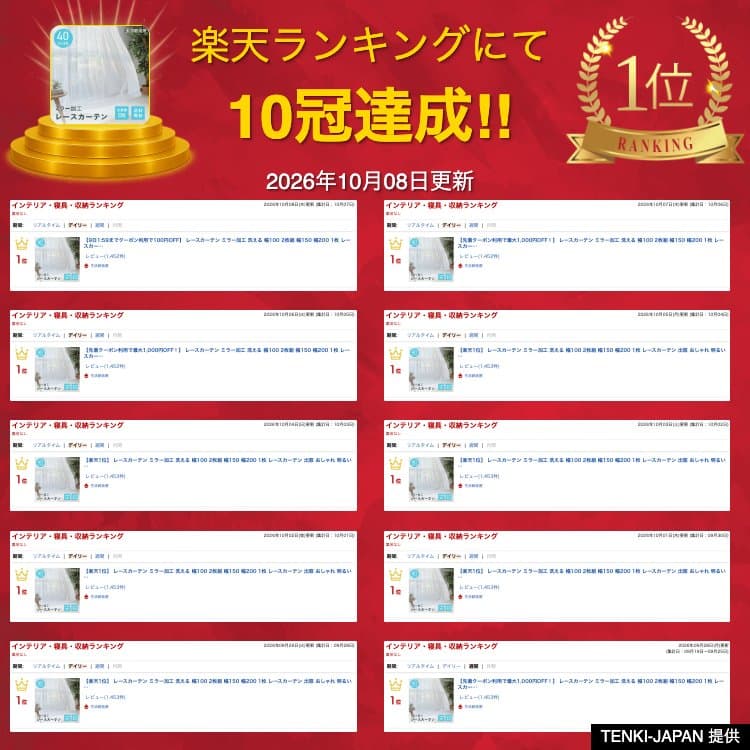 【9日1:59までクーポン利用で100円OFF】 レースカーテン ミラー加工 洗える 幅100 2枚組 幅150 幅200 1枚 レースカーテン 出窓 おしゃれ 明るい 白 100 カーテン レース 150 150cm 200cm 丸洗い 見えにくい フック ミラーレースカーテン エミリー カイト thumbnail 2