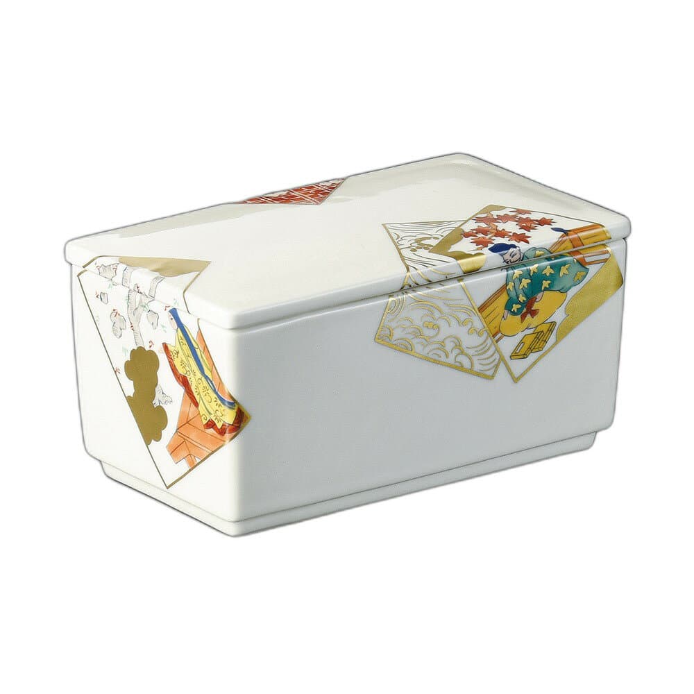 百人一首長角蓋物 [ 14×7.9×6.9cm ] 強化 | 蓋物 | おすすめ 人気 食器 業務用 飲食店 カフェ うつわ 器 おしゃれ かわいい お洒落 可愛い ギフト プレゼント 引き出物 内祝い 結婚祝い 誕生日 贈り物 自宅 イベント