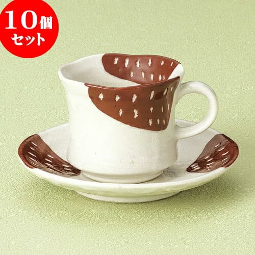 10個セット コーヒー 赤カスリコーヒー碗皿 [ 10.3 x 8.3 x 7cm 190cc ・ 14.6 x 2.6cm ] | 人気 おすすめ 食器 洋食器 業務用 飲食店 カフェ うつわ 器 おしゃれ かわいい ギフト プレゼント 誕生日 贈答品 食器セット 食器セット