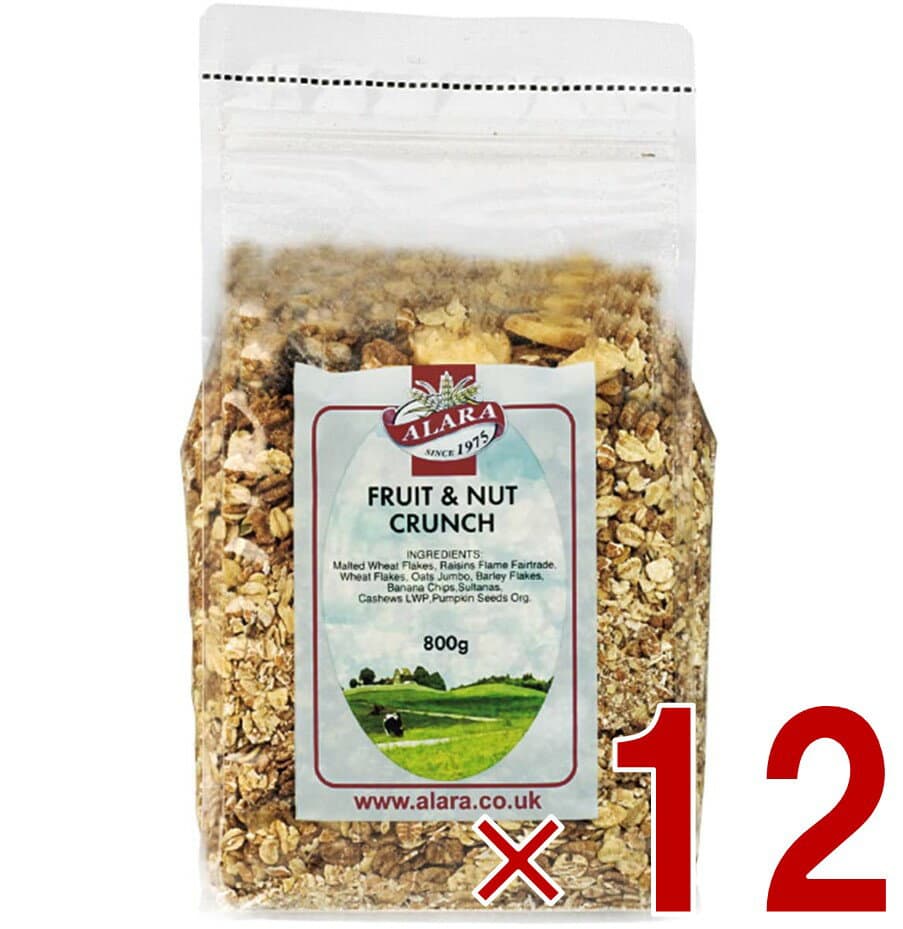 【P最大15倍! ※予告 2/15限定 】アララ クランチ フルーツ ナッツ ミューズリー 800g 12個 シリアル 送料無料 穀物 レーズン バナナ ダイエット 食物繊維