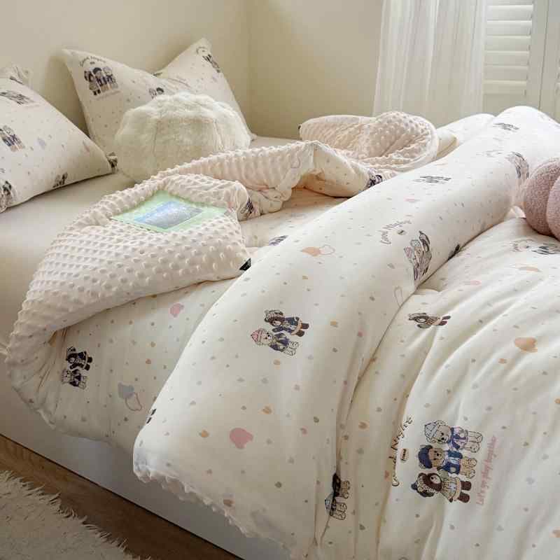 ベビーグッズ 豆柄 掛け布団 厚手 コットン 大豆繊維 春秋 冬 オールシーズン 子供用 かわいい あったか 寝具 保育園 お昼寝 北欧風 120x150cm 150x200cm