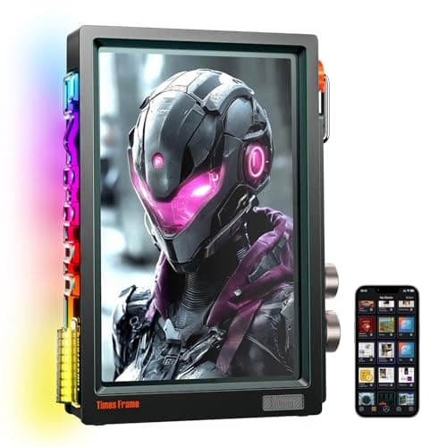 スマートデジタルフォトフレーム 半透明デザイン 500テーマでDIY可能 RGBIC 10.1インチ 縦式1080P 64GB内蔵 専用アプリ 写真動画再生 Wi-Fi6対応 メーカー保証3年 おしゃれ ギフトにも最適（サイバーブラック）