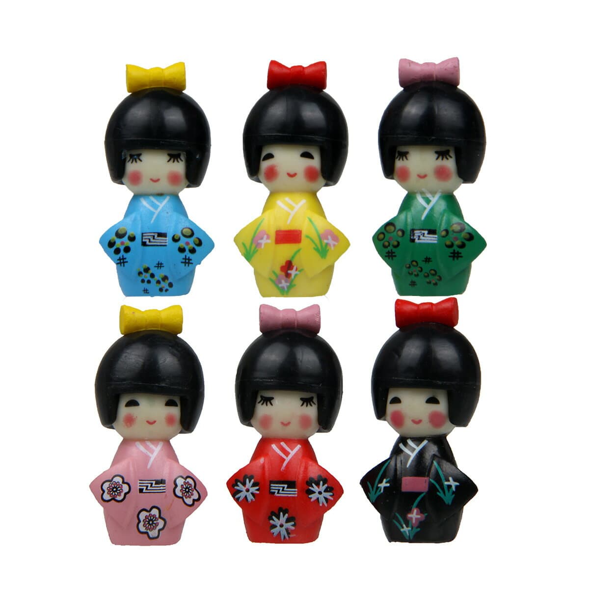 人形 着物 ミニ 和風 テーブル 木製 着物 樹脂 園芸小道具 プレゼント 外国人 土産 小物 三五七 芸者人形 小さい6個セット 4cm