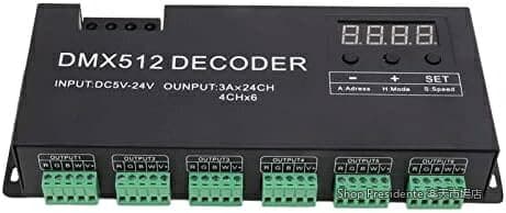 【送料無料】LEDテープライト用 24ch DMX512 デコーダー RGB 調光コントローラー DC5V-24V デジタル表示 ステージ照明 業務用 DIY 多用途