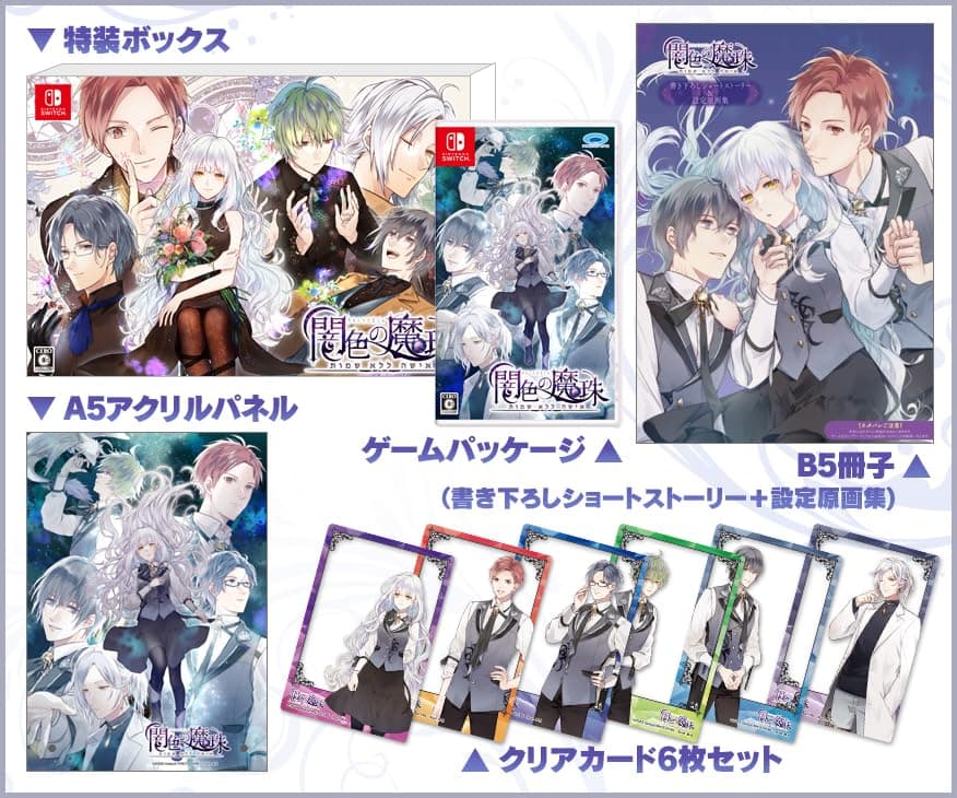 闇色の魔珠 初回限定版 同梱物 A5アクリルパネル & クリアカード6枚セット & B5ブック 書き下ろしショートストーリー＋設定原画集 Switch PTV2-05 thumbnail 2