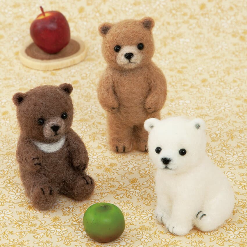 ハマナカ ニードルフェルトでつくるベビーアニマル くまの赤ちゃん H441-581 須佐沙知子 | アクレーヌキット ほっこり癒される フェルティング 羊毛 どうぶつ