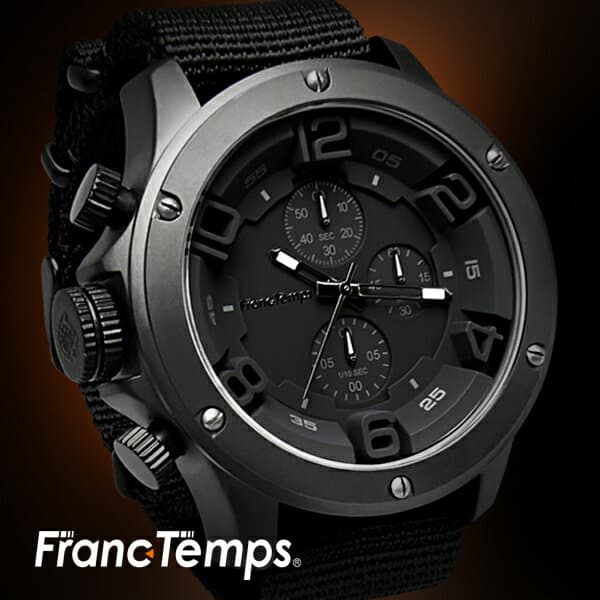 【MAX2000円OFFクーポン】メンズ腕時計 FrancTemps GAVARNIE フランテンプス ガヴァルニ クロノグラフ 53mm ラバーベルト NATOベルト 防水 ブランド【レビュー2,200件】プレゼント