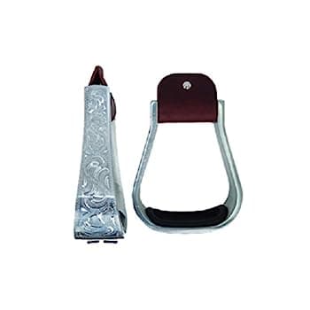 【中古】【輸入品・未使用】2?" Western EngravedアルミワイドサドルStirrups