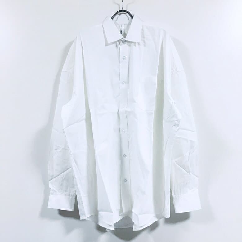コットン ブロード ビッグシルエット レギュラーカラー シャツ 長袖 無地 322402 メンズ 【 送料無料 】 ロング丈 ワイド ドロップショルダー オーバーシャツ インナー アウター モード ストリート系 ファッション 白 黒 グレージュ グリーン サックス オーバーサイズ thumbnail 2