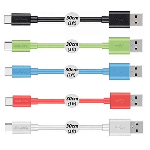 【送料無料】MaGeek USB Type-C ケーブル USB-A & USB-C 2.0 高速同期と充電 Xperia XZ/Samsung Galaxy S10 S9 S8/Note 8/Huawei P10/ChromeBook Pixel/Nokia N1 Tablet/Nintendo Switch 対応 色：5本セット_0.3m_黒緑青ピンク白 thumbnail 2