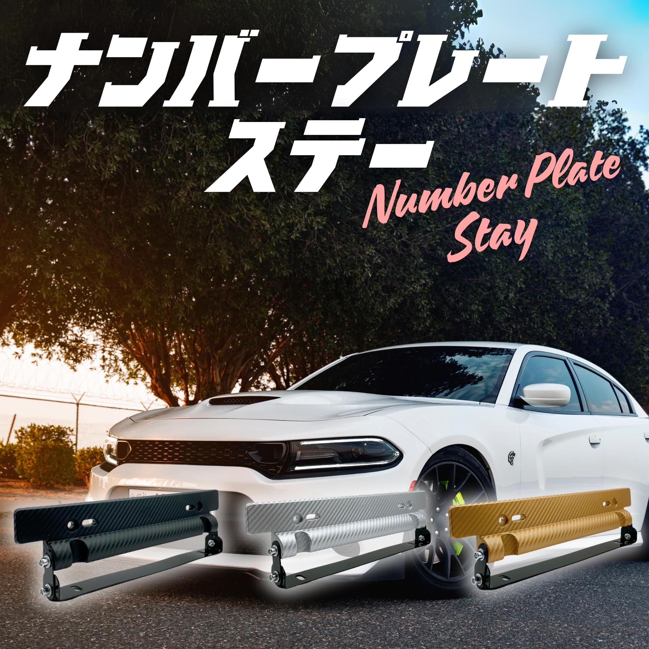 【送料無料】[HYmish]ナンバープレート ステー フレーム ホルダー 角度調整 汎用 カーボン調 自動車 カスタム カー用品 色：ブラック thumbnail 2