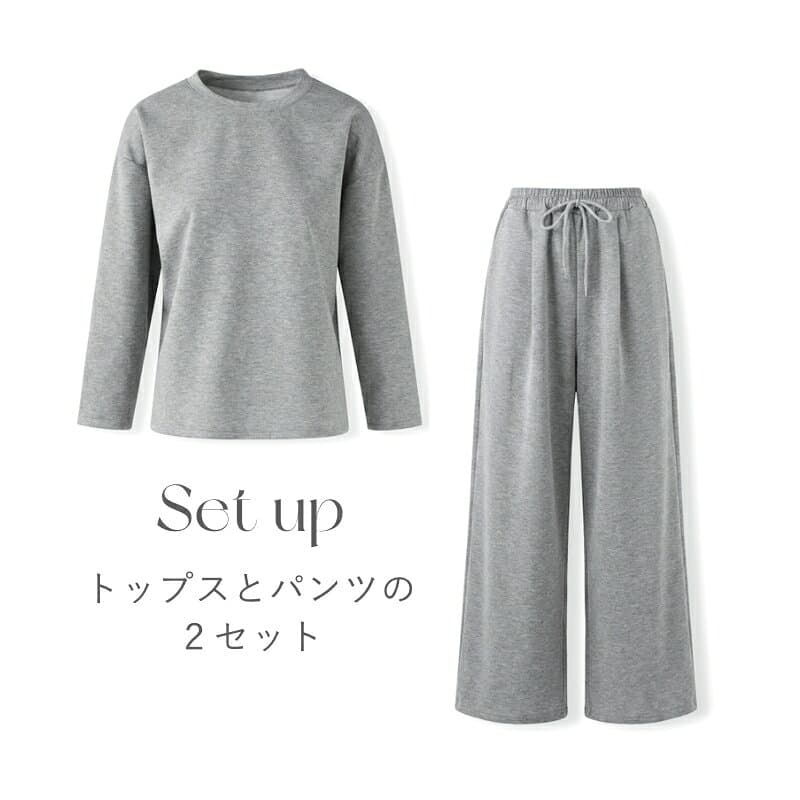 【10/8！クーポンで3,750円～】 セットアップ レディース カジュアル パンツ パンツセットアップ スウェット ポンチ カットソー 上下 セット カジュアルセットアップ ゆったり 半袖 長袖 トップス ウエストゴム おしゃれ クルーネック 春夏 秋冬 春 夏 秋 冬 cocomomo thumbnail 3