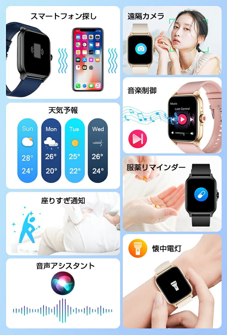 ＼⭐期間限定♪10%OFFクーポン✨／「楽天6位」スマートウォッチ Bluetooth通話機能 24時間健康管理 SOS機能 心拍数 1.85inch大画面 レディース メンズ用 腕時計 IP67防水 歩数計 スマートブレスレット カロリー消費 活動量計 着信通知 睡眠検測 iPhone/android対応 thumbnail 3
