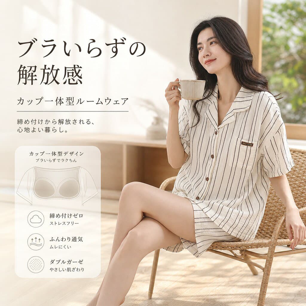 【10/11！クーポンで1,243円】 パジャマ レディース 綿100% 半袖 ルームウェア 上下セット 2点セット 前開き 部屋着 ダブルガーゼ 短パン ガーゼ 大人 可愛い 涼しい ゆったり ナイトウエア 寝間着 快眠 ぐっすり 入院準備 敬老の日 誕生日 リカバリー セパレート M L XL thumbnail 2