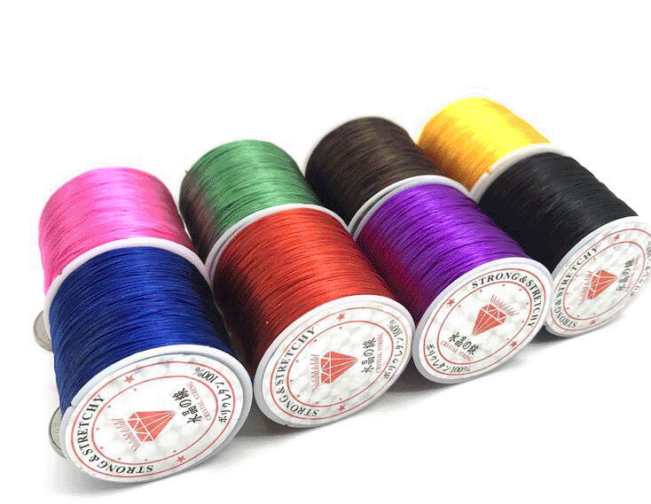 オペロンゴム・ポリウレタン100％　激安　水晶の線●18色シリコンゴム　50m●激安　繊維入り●伸びるゴム●さけるゴム●