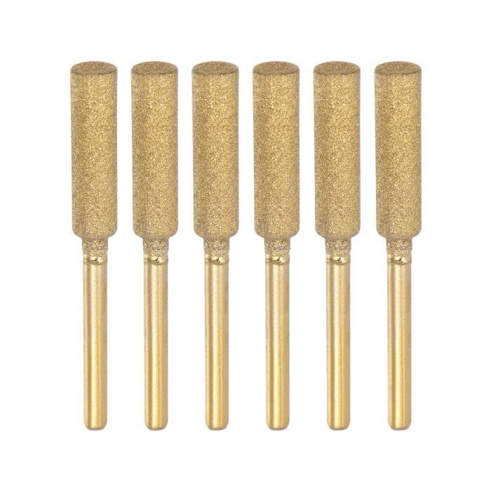 ダイヤモンドチェーンソーミル ダイヤモンドチェーンソーシャープナービット 5.5mm シリンダーヘッド チタンメッキ 電動チェーンソー グラインダー 6個入り