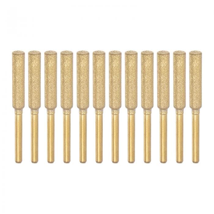 ダイヤモンドチェーンソーミル ダイヤモンドチェーンソーシャープナービット 4.8mm シリンダーヘッド チタンメッキ 電動チェーンソー グラインダー 12個入り