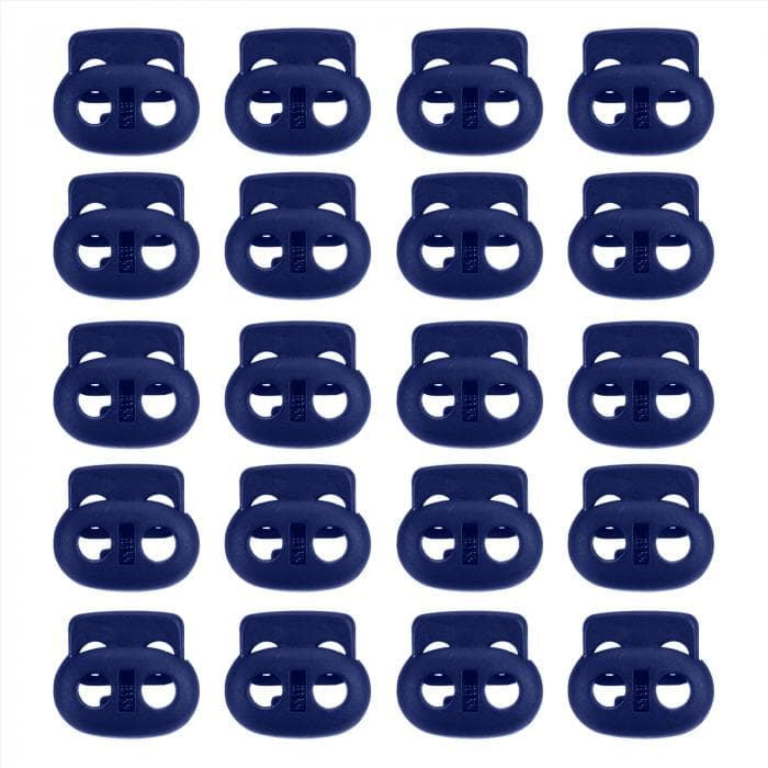 PATIKIL 20x24 mm コードロック 30個 ダブルホールバネエンド トグルストッパー 巾着袋 靴ひも用 ネイビーブルー