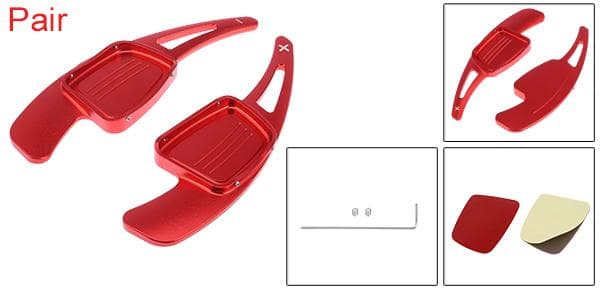 X AUTOHAUX ステアリングホイールシフトパドルシフター アルミニウム合金 アウディに対応 A3 A4L A5 A8 S3 S5 Q5 R8 Q7 TTS用 レッド ペア thumbnail 2