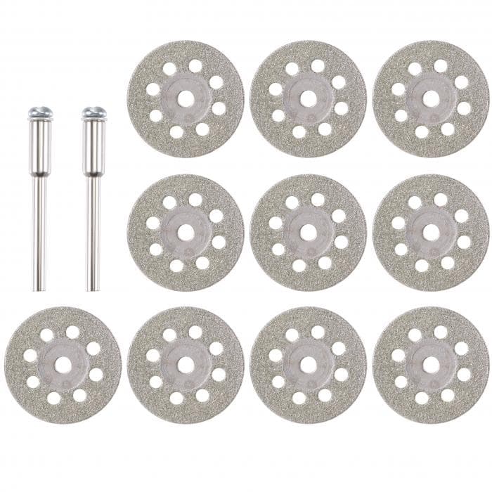 10個 25mm ダイヤモンドカットホイール ダイヤモンド切削ホイール 研削ホイール ダイヤモンドコーティング 8穴 ロータリーツール用3 mmマンドレル2本付き