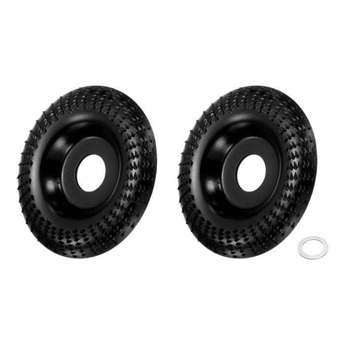 2個木彫りディスクグラインダーホイール4"回転ツール彫刻サンディングディスクラジアルグラインディングホイール7/8"アーバー付き木工成形用 黒色