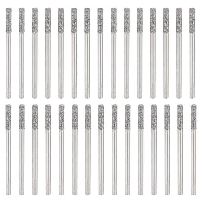 30個 80グリット ダイヤモンドホールソー 円柱ヘッド 研磨ドリルビット 2.5mm 円柱ヘッド 彫刻用 穴あけ工具 2.35mm(3/32")シャンク付き 宝石・ガラス・メノウ・ヒスイ・エメラルド用