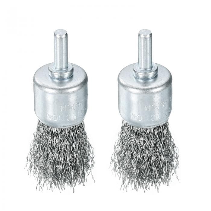 ドリル用ワイヤー毛先2セット 1"径 研磨用ワイヤーホイール 1/4"丸シャンク ステンレススチールカップ毛先 粗いクリンプ ドリル用アタッチメント 錆落とし ペイント除去 研磨用

