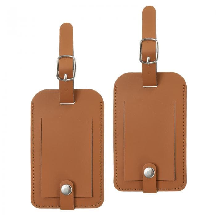 PATIKIL 2パックのラゲッジバッグタグ PUレザーのスーツケースネームタグ スナップトラベルラベルラゲッジ識別子プライバシープロテクショントラベルアクセサリー 茶色