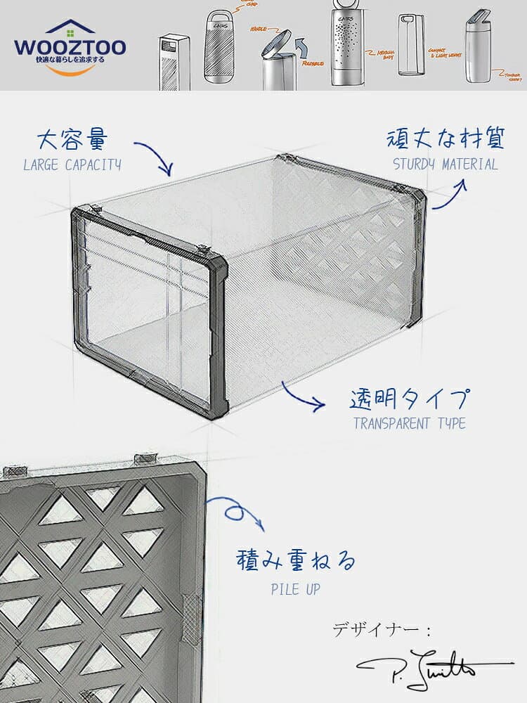 【Mサイズ/6個セット/5kg耐荷重】シューズボックス クリア 収納ボックス スリム 省スペース クリア 透明 業務用 おしゃれ 前開き 収納 ケース スニーカー ボックス ディスプレイ 靴 大容量 靴棚 組立て式 thumbnail 2