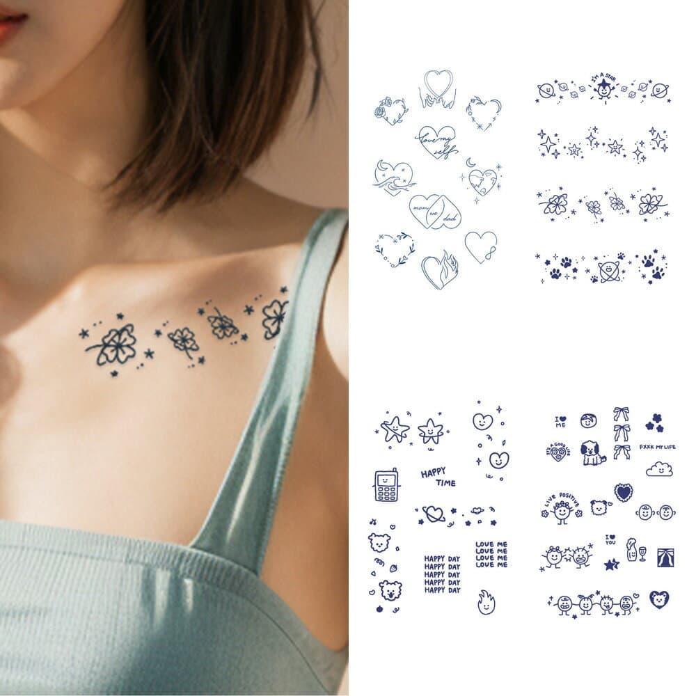 タトゥーシール ハート 刺青シール リアル 入れ墨シール 長持ち 防水 ボディーシール 細胞着色 ジャグアタトゥー シール 簡単貼る