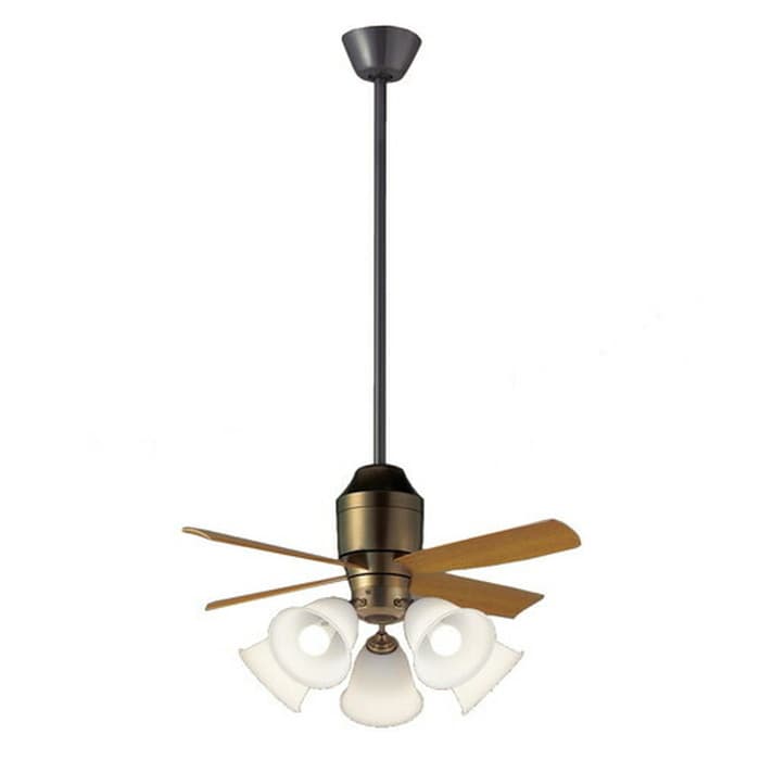 パナソニック LEDシーリングファン DCモータータイプ 幅φ900mm パイプ900mm 金色古味仕上 100形電球5灯相当 電球色 本体:SP7078+灯具:SPL5542K+吊下用フランジ:SPK073+吊下用パイプ:SPK013K