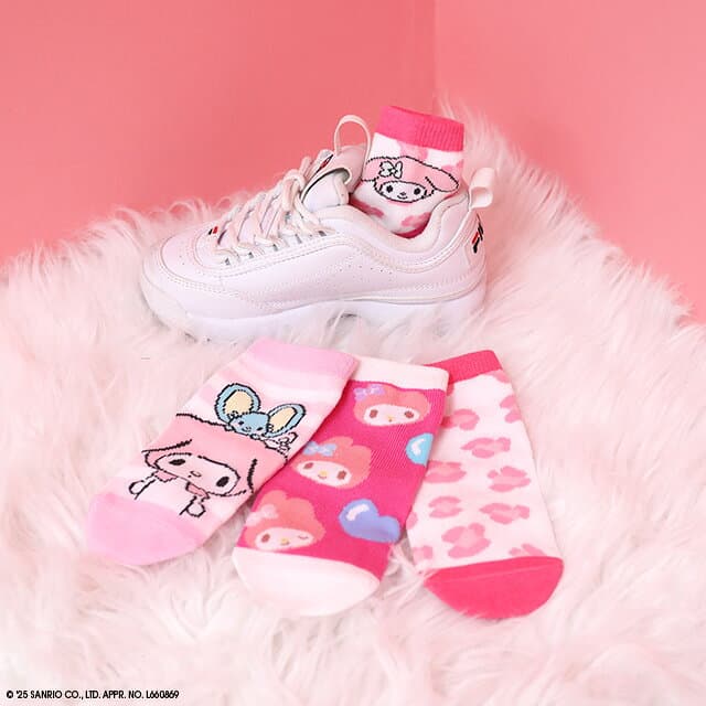 サンリオ クルーソックス セット 1061 3点セット 10-13cm滑り止め付き ベビードール BABYDOLL 子供服 ベビー キッズ 男の子 女の子 ハローキティ クロミ マイメロディ シナモロール バッドばつ丸 ハンギョドン コラボ グッズ 靴下 NEW thumbnail 3