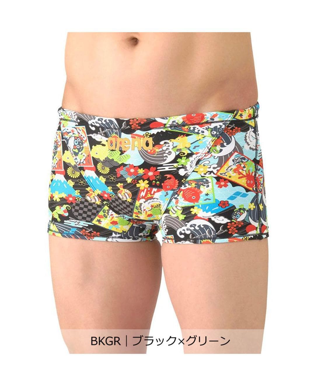 【公式】アリーナ arena 【タフスーツ】トレーニングスパッツ（ショートレッグ）【返品不可商品】 大漁旗 総柄 新年の門出 勝利 繁栄 メンズ 男性 水泳 スイム スイミング プール スポーツ ブランド 2026年春夏モデル AS6SWM37M