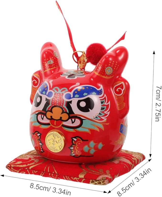 赤 布 瓶 コイン 装飾 銀行 容器 コイン 龍 飾る 龍 陶器 瓶 貯金 お金 模型 龍 飾り と共に 一緒に 新年 置物 龍 彫像 龍