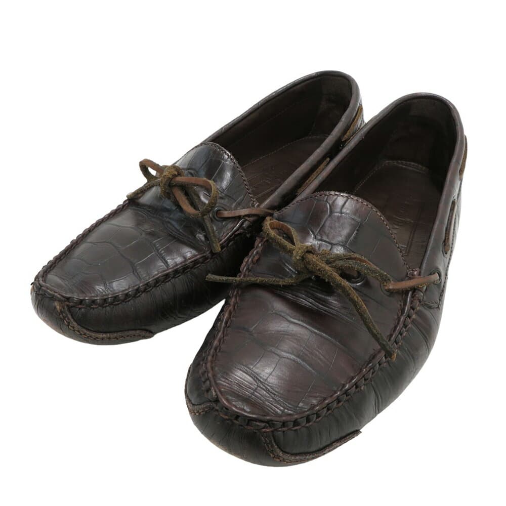 COLE HAAN コールハーン ローファー クロコ型押し ブラウン系 8 1/2D 【中古】メンズ