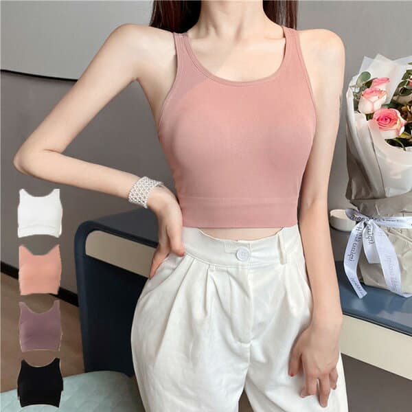 ブラジャー スポーツブラ ノンワイヤー パッド付き 無地 ルームウェア 部屋着 インナーウェア 下着 レディース ブラック ホワイト ピンク パープル