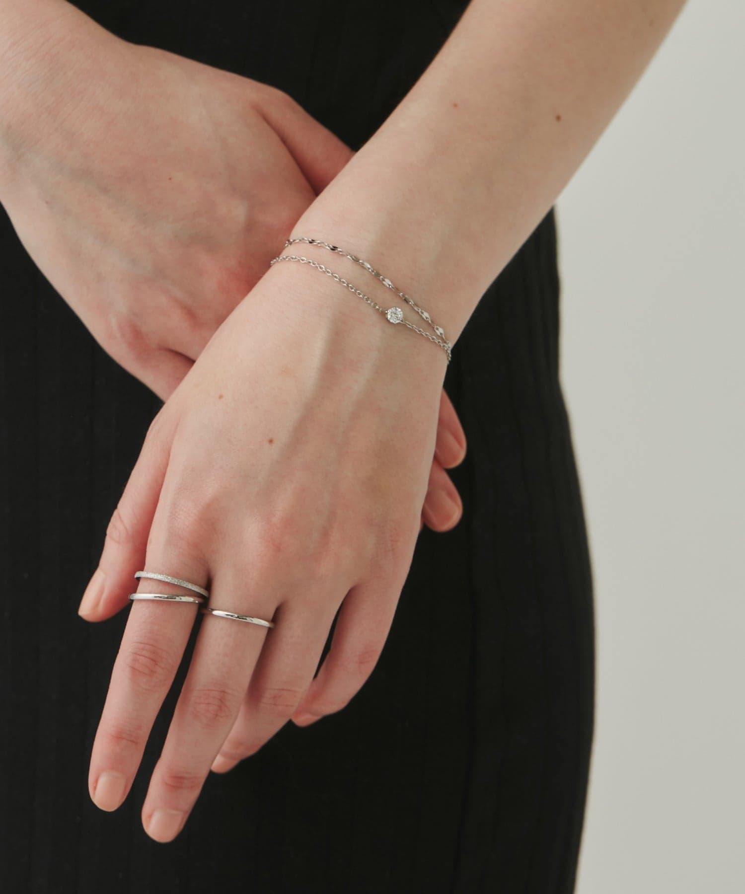 【SALE／28%OFF】ciite' 【 金属アレルギー対応 】 ビジュー 2連チェーンブレスレット シーテ アクセサリー・腕時計 ブレスレット・バングル シルバー ゴールド thumbnail 2