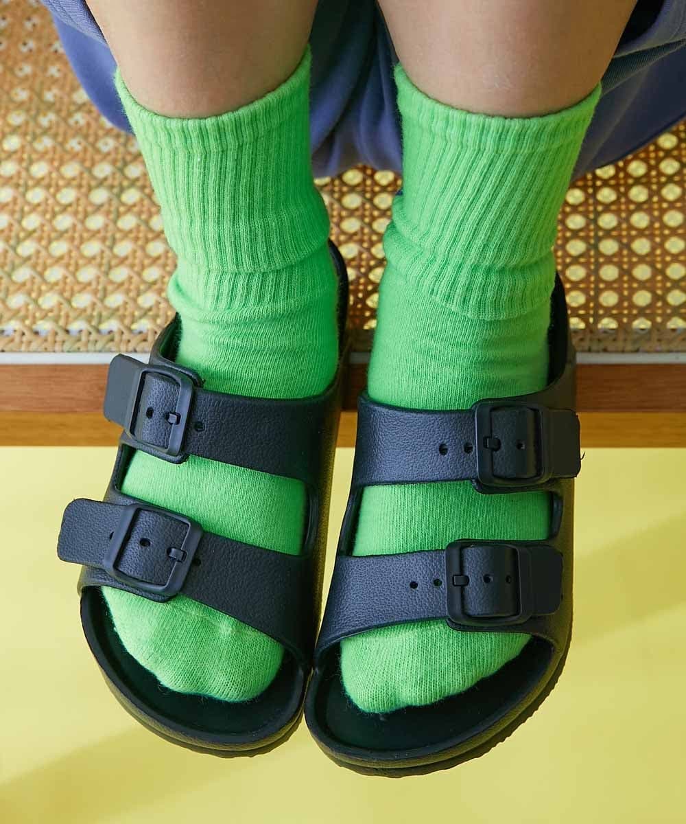 devirock カラフル ツーバンドサンダル 子供服 キッズ 男の子 女の子 海 海水浴 プール 26SS デビロック シューズ・靴 サンダル グリーン カーキグリーン ブラック パープル ブルー ピンク グレー ホワイト