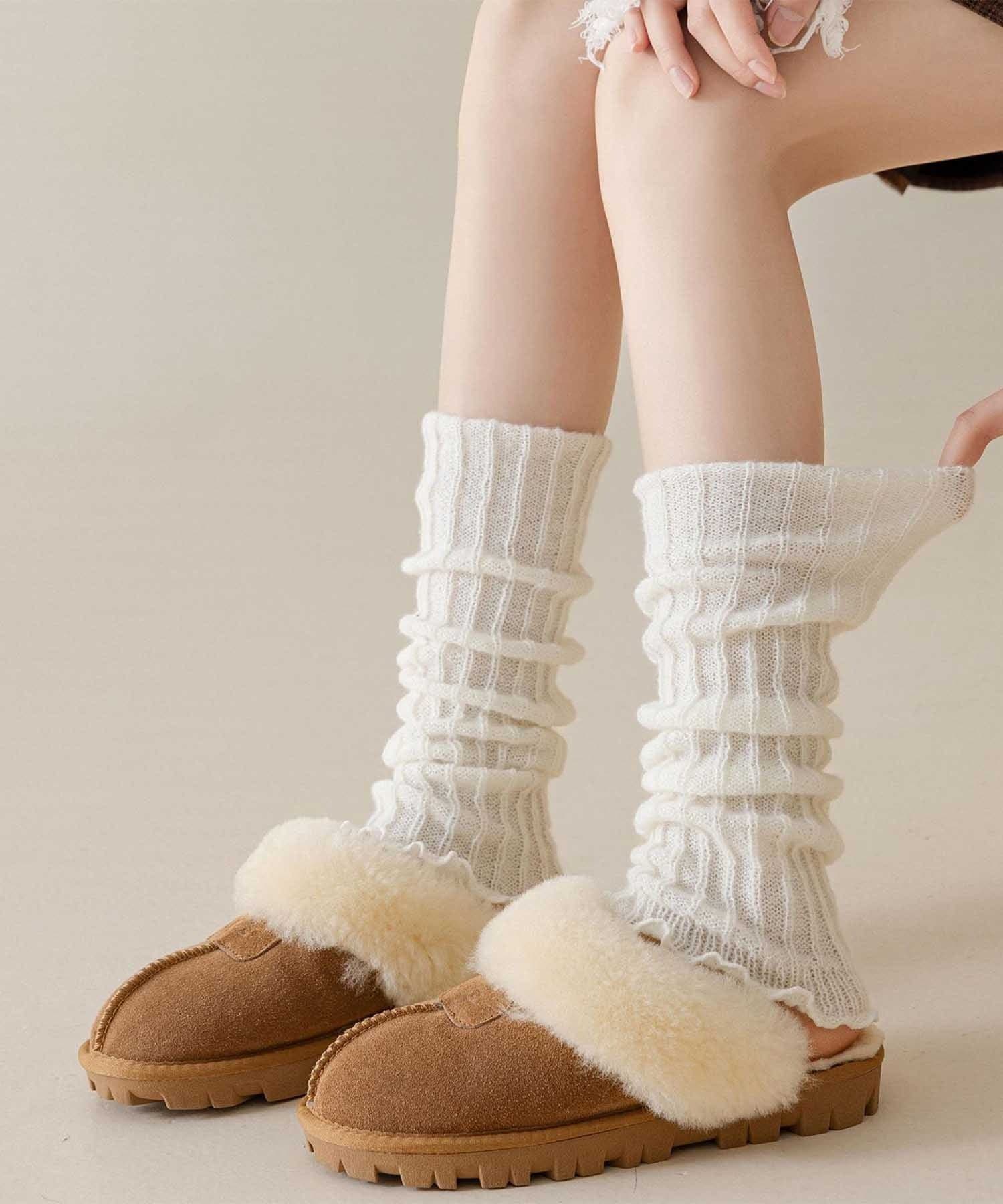 【SALE／15%OFF】HOOK 【HOOK】for girls リブ編み裾フリル無地レッグウォーマー アイモハ 靴下・レッグウェア レッグウォーマー ホワイト ベージュ ブラック thumbnail 2