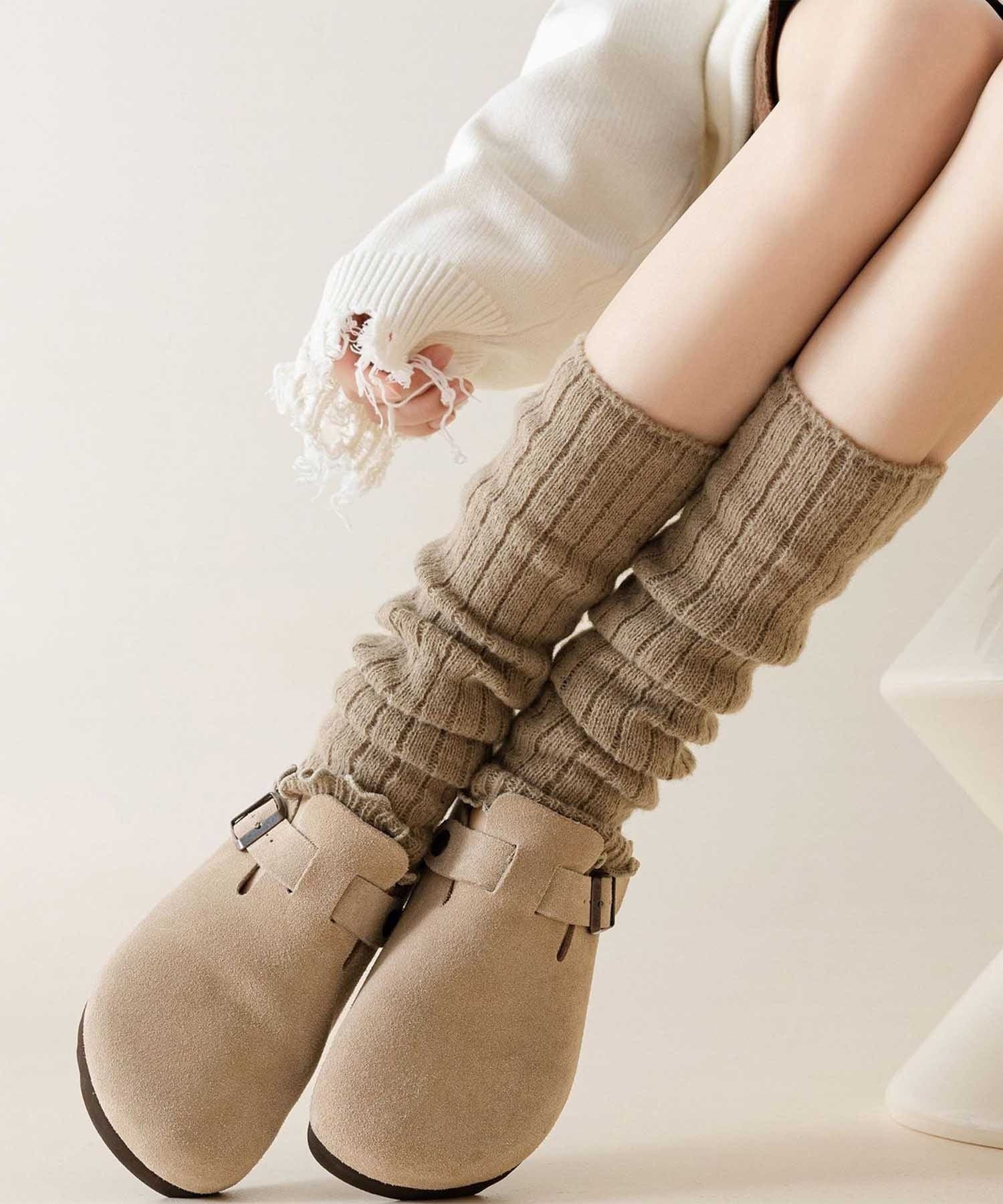 【SALE／15%OFF】HOOK 【HOOK】for girls リブ編み裾フリル無地レッグウォーマー アイモハ 靴下・レッグウェア レッグウォーマー ホワイト ベージュ ブラック