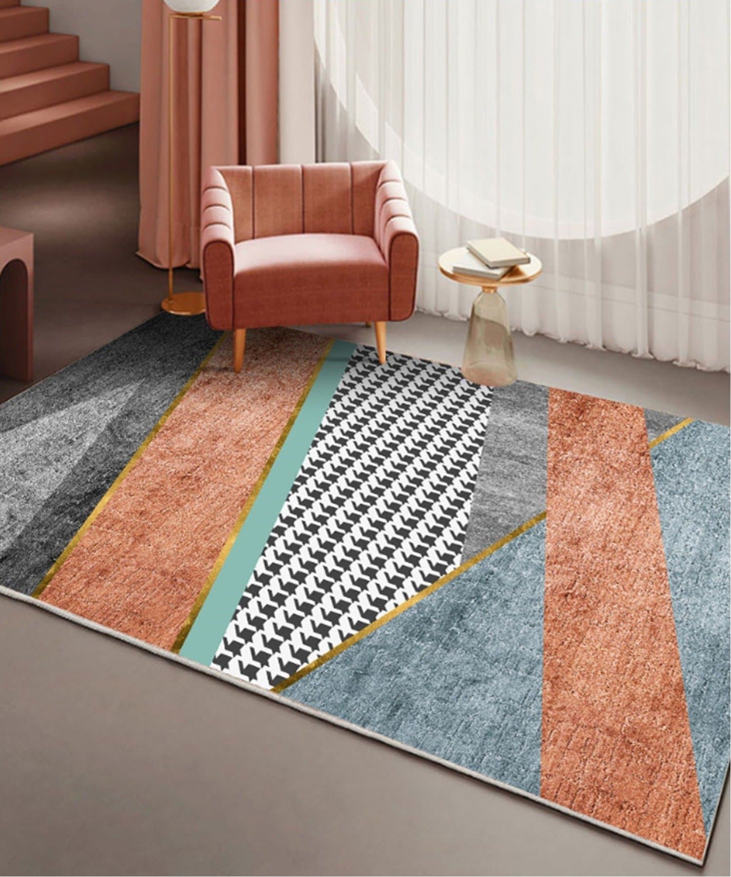 【SALE／15%OFF】aimoha home aimoha home/(W)韓国風幾何学/モダン/アートラグマット アイモハ インテリア・生活雑貨 カーペット・ラグ・マット【送料無料】 thumbnail 2
