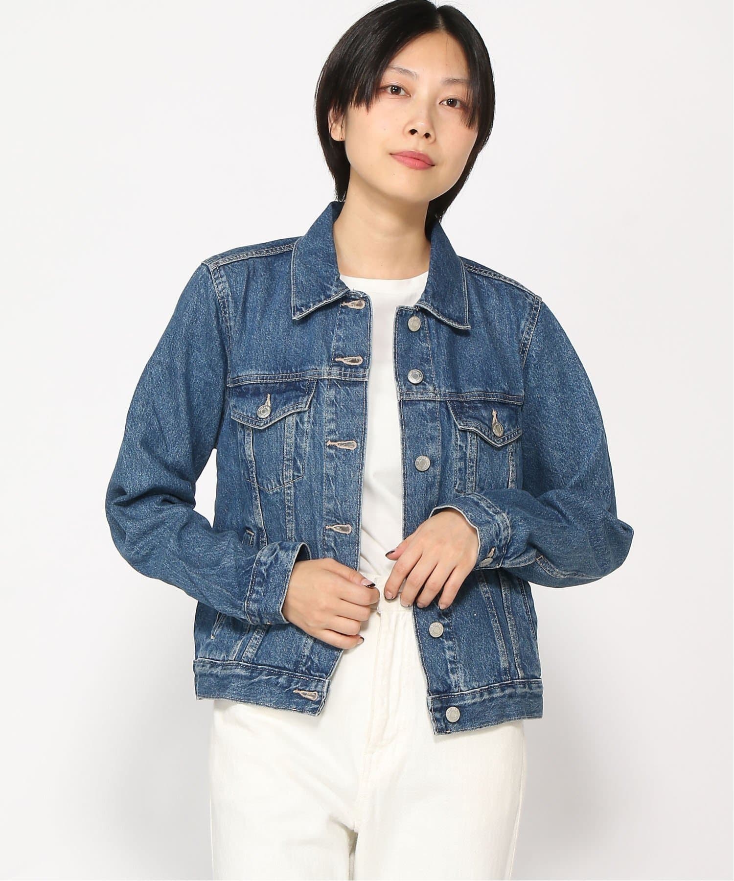 GAP (W)ウォッシュウェル アイコン デニムジャケット ギャップ ジャケット・アウター デニムジャケット ブルー【送料無料】 thumbnail 2